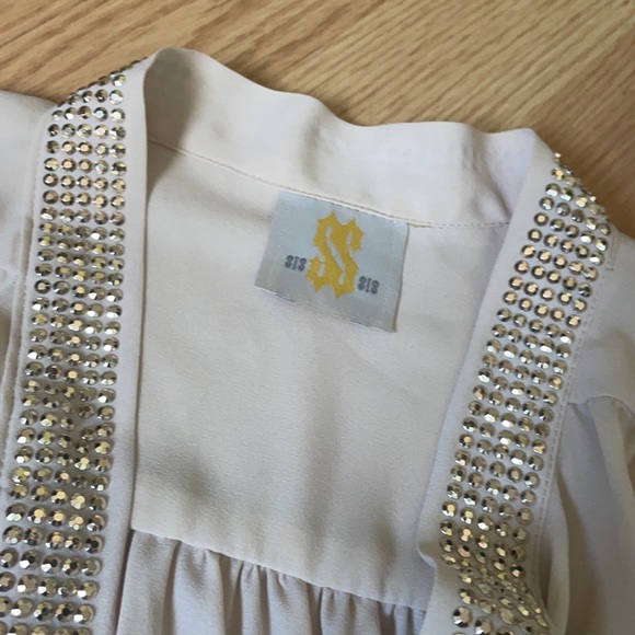 SIS SIS buff sleeveless top with studded tie, M - Picture 4 of 5